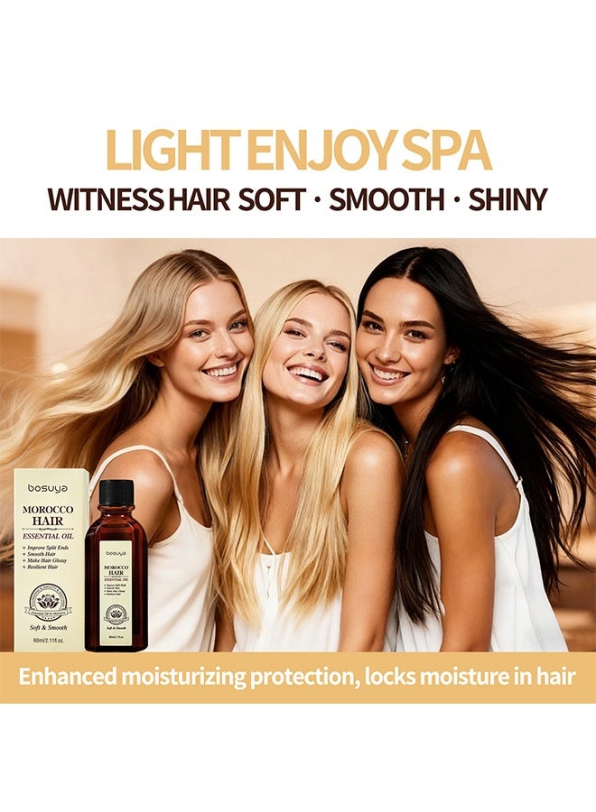 BOSUYA Morocco Hair Care Essential Oil Non-Soap Hair Treatment Nourishing and Smoothening Hair Repair for Dry and Rough Hair Moisturizing Essence 60ml - Image 4